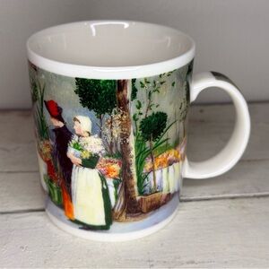 CHALEUR A Day In Bloom J. Quanrud Large Coffee Mug Colorful Flower Market Scene